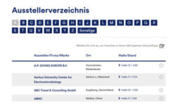 Copyright © Messe Düsseldorf | Screenshot Exhibitor index