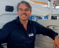 Michael Zupritt with Mizu and the e-boat Twiel