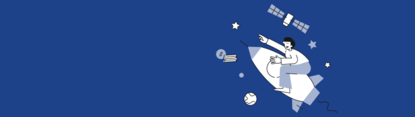 Graphic: Man on rocket