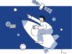 Graphic: Man on rocket